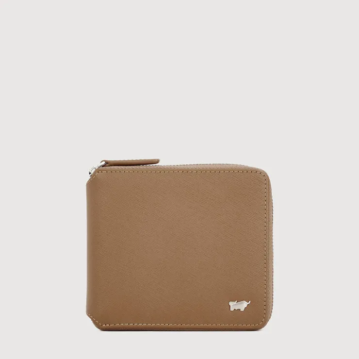Braun Büffel Compact Wallets | Wallets & Small Leather Goods>ADAM ZIP CENTRE FLAP WALLET WITH COIN COMPARTMENT
