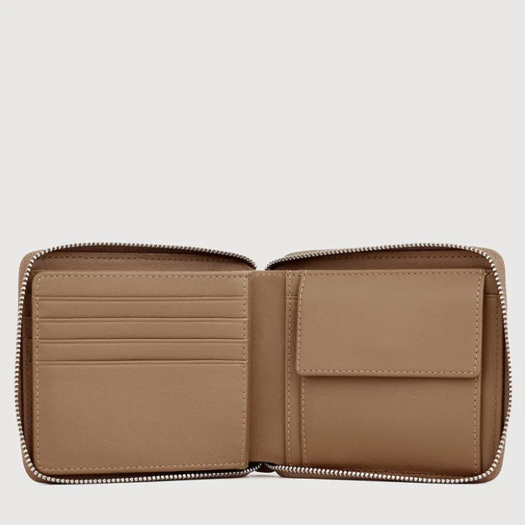 Braun Büffel Compact Wallets | Wallets & Small Leather Goods>ADAM ZIP CENTRE FLAP WALLET WITH COIN COMPARTMENT