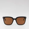 Women Braun Büffel Accessories | Eyewear>AMELIE SQUARE-FRAME ACETATE SUNGLASSES IN BLACK WITH BROWN LENS