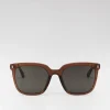 Women Braun Büffel Accessories | Eyewear>AMELIE SQUARE-FRAME ACETATE SUNGLASSES IN TRANSPARENT BROWN WITH GREY LENS