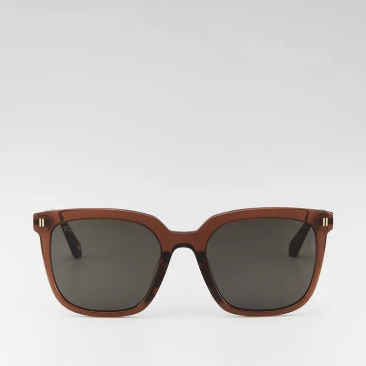 Women Braun Büffel Accessories | Eyewear>AMELIE SQUARE-FRAME ACETATE SUNGLASSES IN TRANSPARENT BROWN WITH GREY LENS
