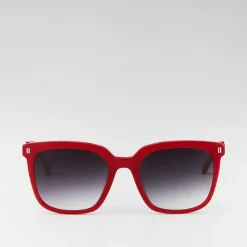 Women Braun Büffel Accessories | Eyewear>AMELIE SQUARE-FRAME ACETATE SUNGLASSES IN TRANSPARENT MAROON WITH GRADIENT GREY LENS