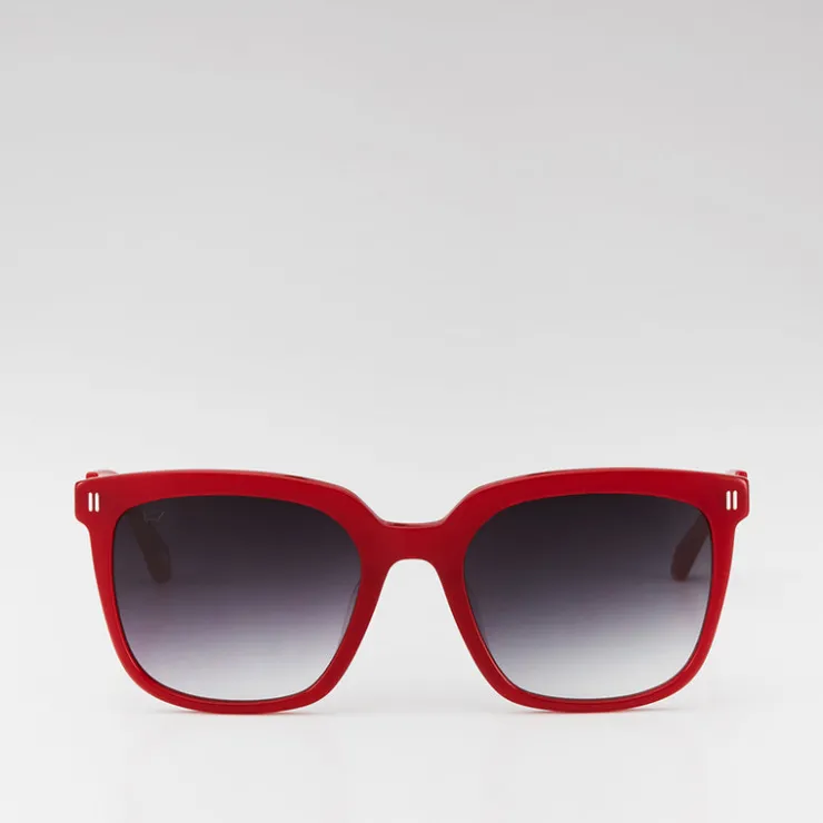 Women Braun Büffel Accessories | Eyewear>AMELIE SQUARE-FRAME ACETATE SUNGLASSES IN TRANSPARENT MAROON WITH GRADIENT GREY LENS