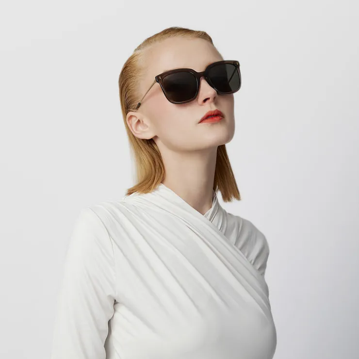 Women Braun Büffel Accessories | Eyewear>AMELIE SQUARE-FRAME ACETATE SUNGLASSES IN TRANSPARENT BROWN WITH GREY LENS