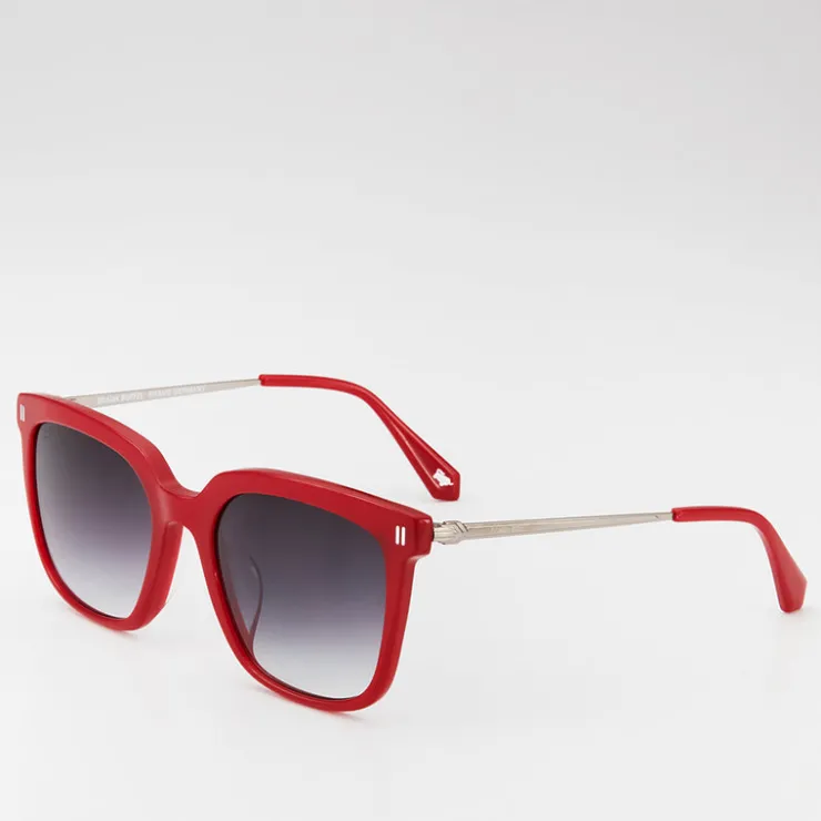 Women Braun Büffel Accessories | Eyewear>AMELIE SQUARE-FRAME ACETATE SUNGLASSES IN TRANSPARENT MAROON WITH GRADIENT GREY LENS