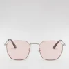Women Braun Büffel Accessories | Eyewear>AVA SQUARE-FRAME METAL SUNGLASSES IN BLACK WITH LIGHT PINK LENS