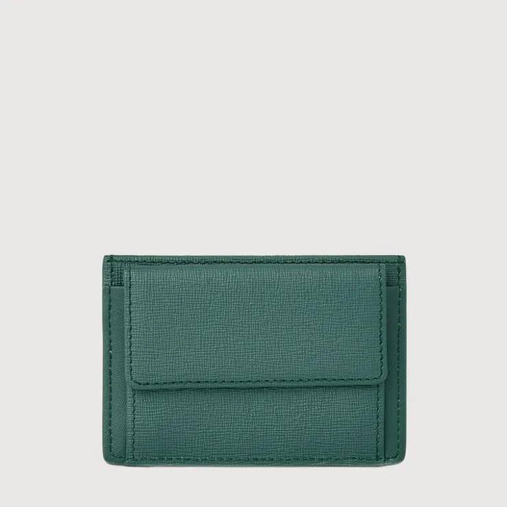 Braun Büffel Card Holders>BERGEN FLAT CARD HOLDER WITH COIN COMPARTMENT