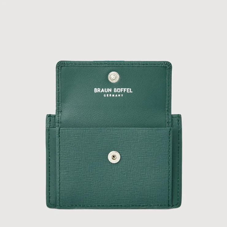 Braun Büffel Card Holders>BERGEN FLAT CARD HOLDER WITH COIN COMPARTMENT