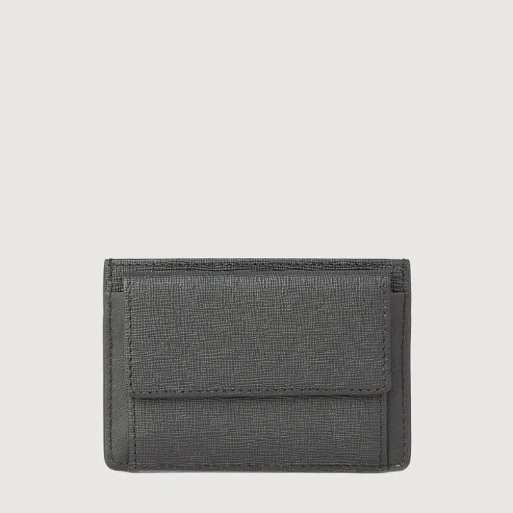 Braun Büffel Card Holders>BERGEN FLAT CARD HOLDER WITH COIN COMPARTMENT