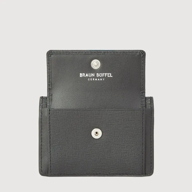 Braun Büffel Card Holders>BERGEN FLAT CARD HOLDER WITH COIN COMPARTMENT