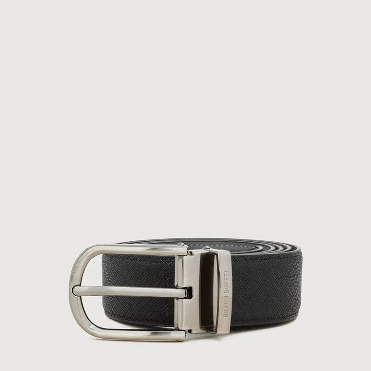Braun Büffel Belt | Wallets & Small Leather Goods>FINE GRAIN PRINTED LEATHER BELT WITH GUN IN SATIN FINISH ALLOY NEEDLE BUCKLE