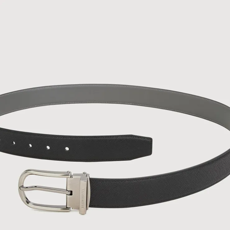 Braun Büffel Belt | Wallets & Small Leather Goods>FINE GRAIN PRINTED LEATHER BELT WITH GUN IN SATIN FINISH ALLOY NEEDLE BUCKLE