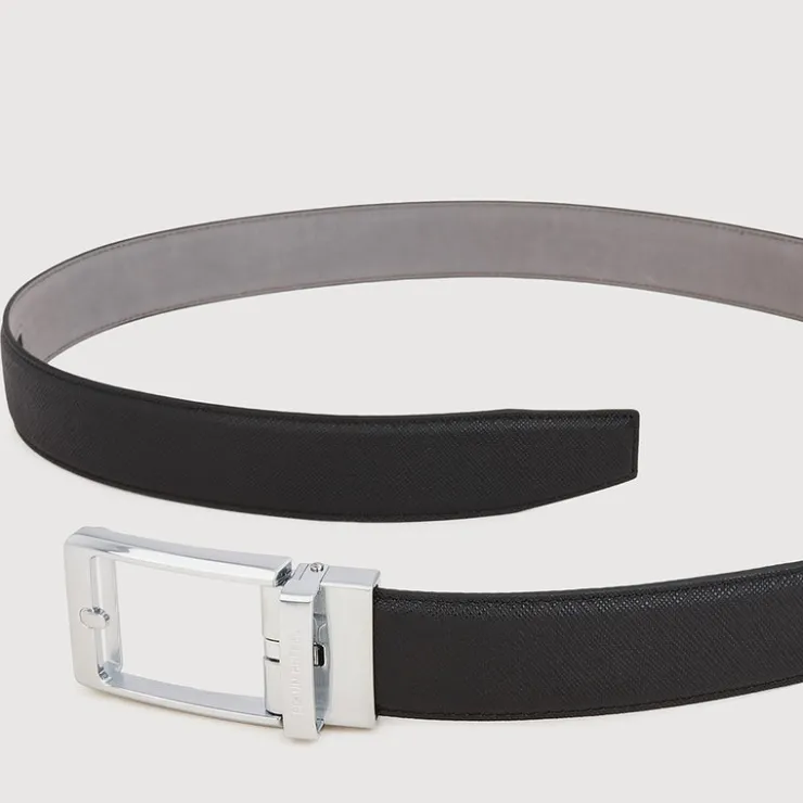 Braun Büffel Belt | Accessories>FINE GRAIN PRINTED LEATHER BELT WITH GUN IN SATIN FINISH ALLOY AUTO BUCKLE