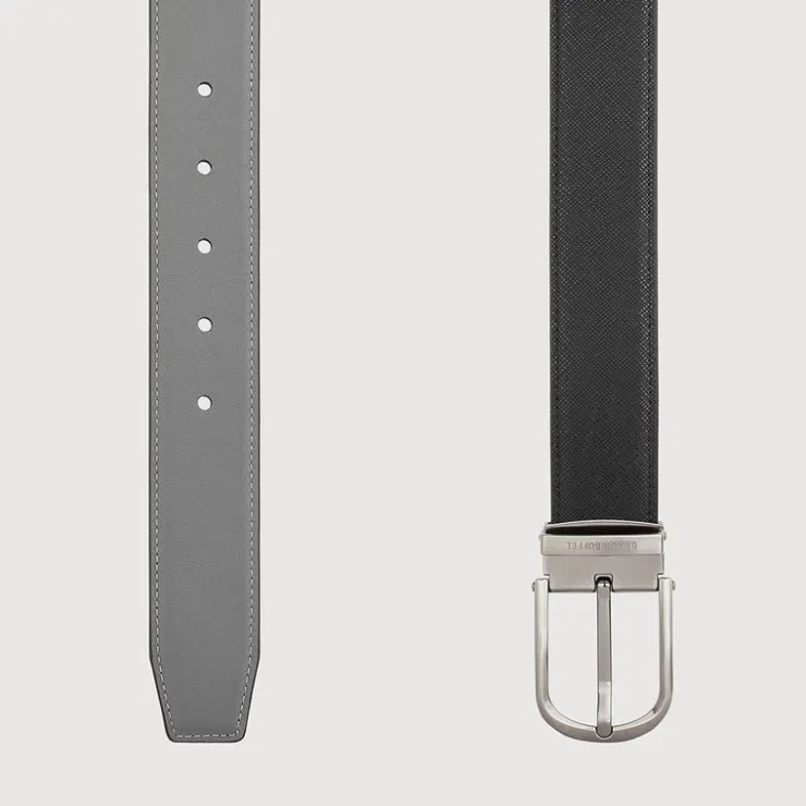 Braun Büffel Belt | Wallets & Small Leather Goods>FINE GRAIN PRINTED LEATHER BELT WITH GUN IN SATIN FINISH ALLOY NEEDLE BUCKLE