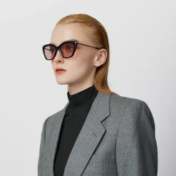 Women Braun Büffel Accessories | Eyewear>MELIA CAT-EYE FRAME ACETATE SUNGLASSES IN BLACK WITH LIGHT PINK LENS