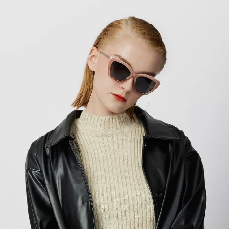 Women Braun Büffel Accessories | Eyewear>MELIA CAT-EYE FRAME ACETATE SUNGLASSES IN GRADIENT BROWN PINK WITH GREY LENS