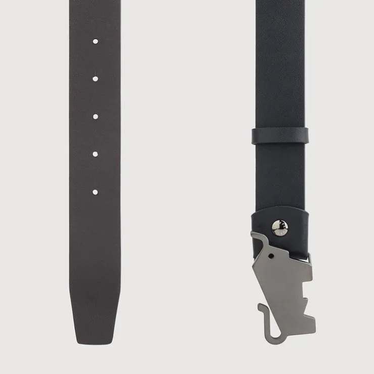 Braun Büffel Belt | Accessories>NAPPA LEATHER BELT WITH GUN IN SATIN FINISH IN STAINLESS STEEL PLATE BUCKLE