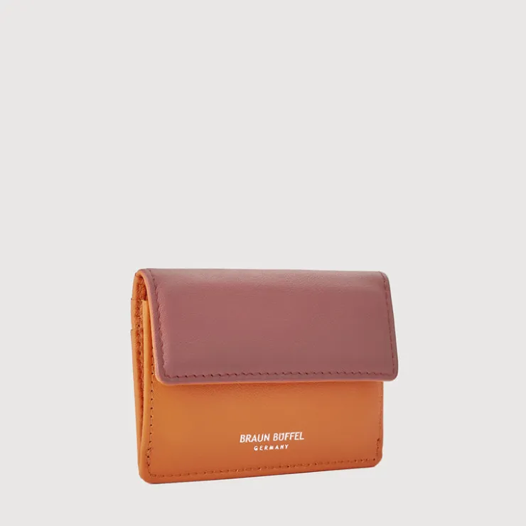 Braun Büffel Coin Holders>OMBRE COIN HOLDER WITH EXTERNAL CARD SLOTS