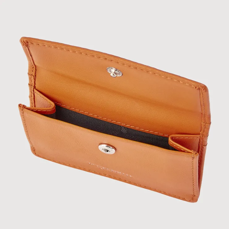 Braun Büffel Coin Holders>OMBRE COIN HOLDER WITH EXTERNAL CARD SLOTS