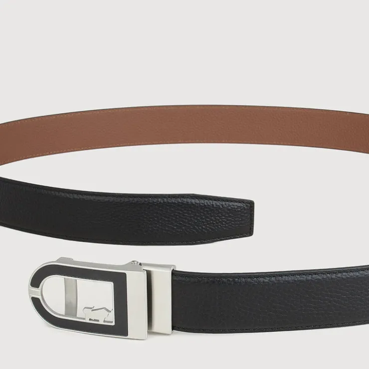 Braun Büffel Belt | Accessories>PEBBLE LEATHER BELT WITH NICKEL IN SATIN FINISH IN STAINLESS STEEL AUTO BUCKLE