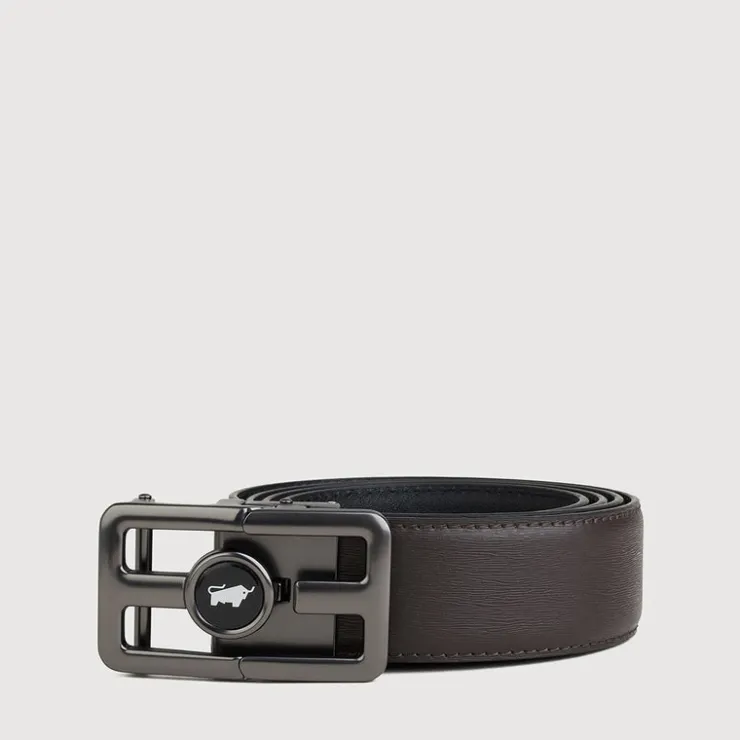 Braun Büffel Belt | Accessories>PRINTED LEATHER BELT WITH GUN IN SATIN FINISH ALLOY AUTO BUCKLE
