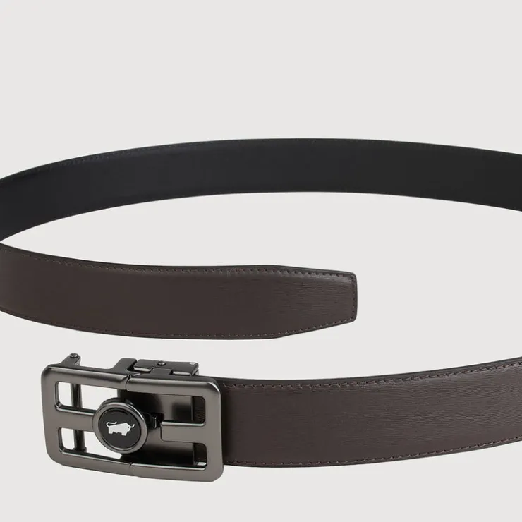 Braun Büffel Belt | Accessories>PRINTED LEATHER BELT WITH GUN IN SATIN FINISH ALLOY AUTO BUCKLE