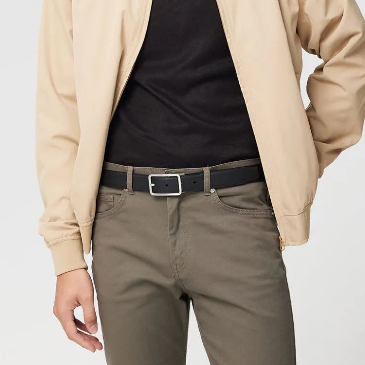 Braun Büffel Belt | Accessories>REVERSIBLE FINE GRAIN PRINTED LEATHER BELT WITH NICKEL IN SATIN FINISH STAINLESS STEEL NEEDLE BUCKLE