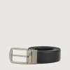 Braun Büffel Belt | Accessories>REVERSIBLE NAPPA LEATHER BELT SATIN FINISH IN STAINLESS STEEL NEEDLE BUCKLE