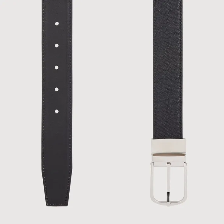 Braun Büffel Belt | Accessories>REVERSIBLE SAFFIANO LEATHER BELT WITH NICKEL IN SATIN FINISH STAINLESS STEEL NEEDLE BUCKLE