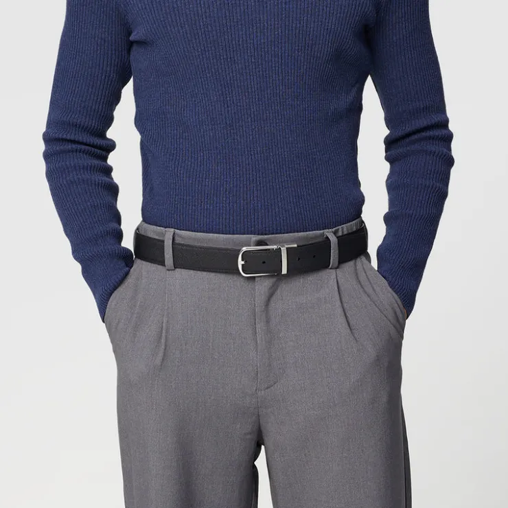 Braun Büffel Belt | Accessories>REVERSIBLE SAFFIANO LEATHER BELT WITH NICKEL IN SATIN FINISH STAINLESS STEEL NEEDLE BUCKLE