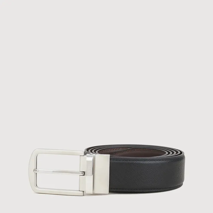 Braun Büffel Belt | Accessories>REVERSIBLE SAFFIANO PRINTED LEATHER BELT NICKEL SATIN FINISH ON STAINLESS STEEL NEEDLE BUCKLE