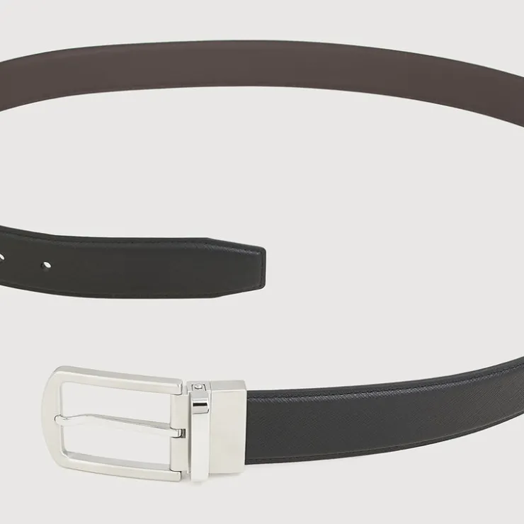Braun Büffel Belt | Accessories>REVERSIBLE SAFFIANO PRINTED LEATHER BELT NICKEL SATIN FINISH ON STAINLESS STEEL NEEDLE BUCKLE