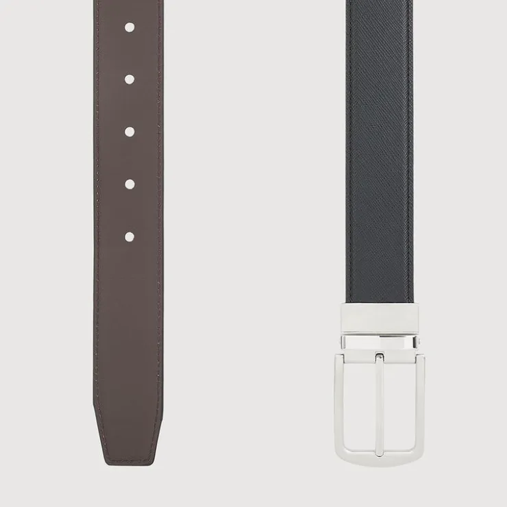 Braun Büffel Belt | Accessories>REVERSIBLE SAFFIANO PRINTED LEATHER BELT NICKEL SATIN FINISH ON STAINLESS STEEL NEEDLE BUCKLE