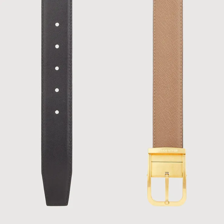 Braun Büffel Belt | Accessories>REVERSIBLE SMOOTH LEATHER WITH ANTIQUE OLD GOLD IN SATIN FINISH STAINLESS STEEL NEEDLE BUCKLE