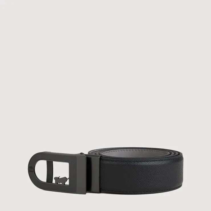 Braun Büffel Belt | Accessories>SAFFIANO LEATHER BELT WITH GUN IN SATIN FINISH IN STAINLESS STEEL AUTO BUCKLE
