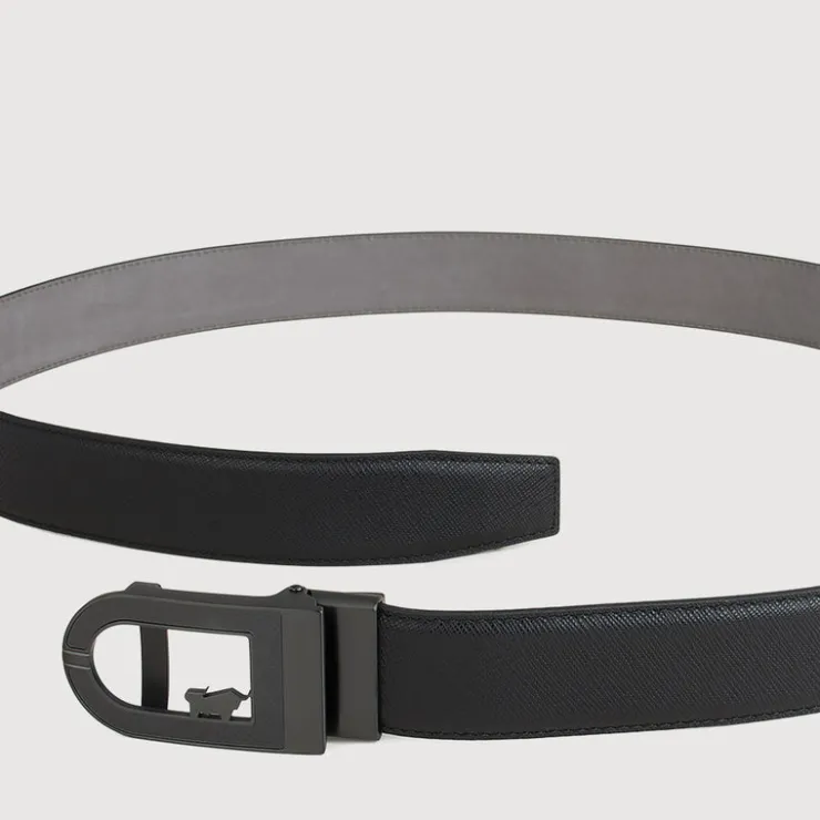 Braun Büffel Belt | Accessories>SAFFIANO LEATHER BELT WITH GUN IN SATIN FINISH IN STAINLESS STEEL AUTO BUCKLE