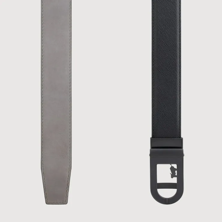 Braun Büffel Belt | Accessories>SAFFIANO LEATHER BELT WITH GUN IN SATIN FINISH IN STAINLESS STEEL AUTO BUCKLE