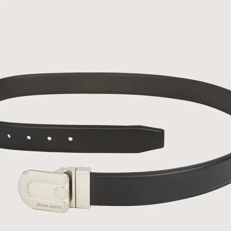 Braun Büffel Belt | Wallets & Small Leather Goods>SMOOTH LEATHER BELT WITH NICKEL IN SATIN FINISH ALLOY NEEDLE BUCKLE