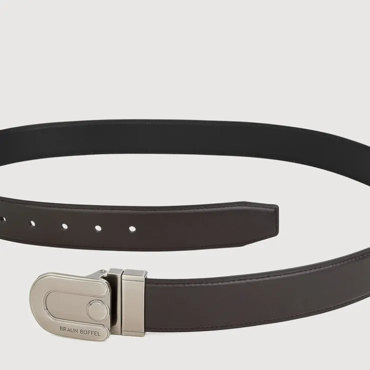 Braun Büffel Belt | Wallets & Small Leather Goods>SMOOTH LEATHER BELT WITH GUN IN SATIN FINISH ALLOY NEEDLE BUCKLE