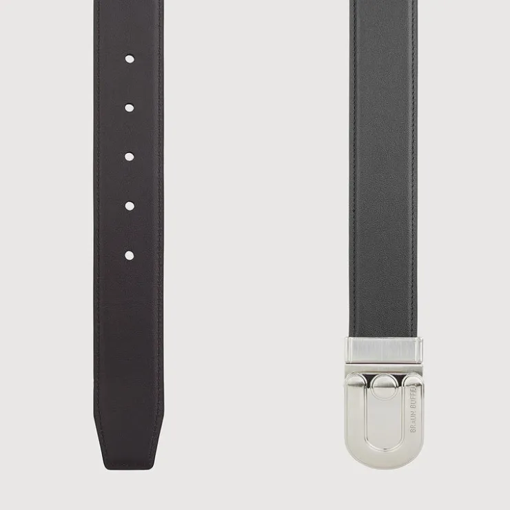 Braun Büffel Belt | Wallets & Small Leather Goods>SMOOTH LEATHER BELT WITH NICKEL IN SATIN FINISH ALLOY NEEDLE BUCKLE