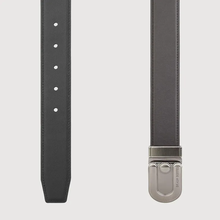 Braun Büffel Belt | Wallets & Small Leather Goods>SMOOTH LEATHER BELT WITH GUN IN SATIN FINISH ALLOY NEEDLE BUCKLE