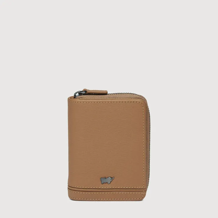 Braun Büffel Card Holders>VIKTOR CARD HOLDER WITH EXTERNAL COIN COMPARTMENT