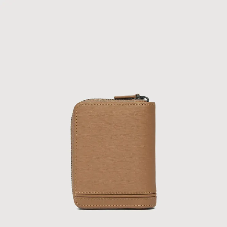 Braun Büffel Card Holders>VIKTOR CARD HOLDER WITH EXTERNAL COIN COMPARTMENT