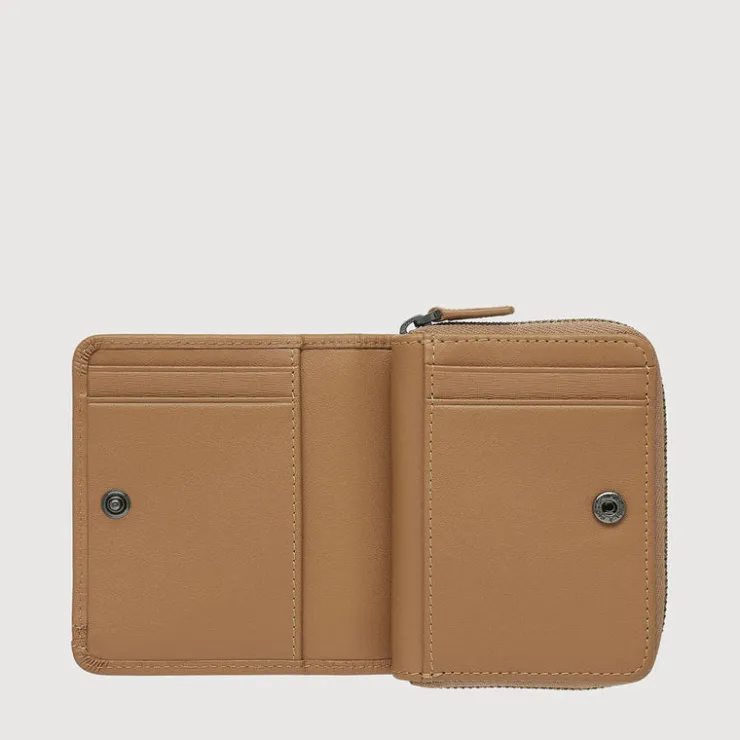 Braun Büffel Card Holders>VIKTOR CARD HOLDER WITH EXTERNAL COIN COMPARTMENT