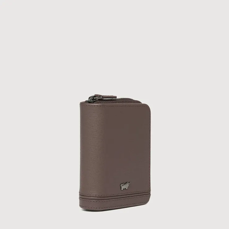 Braun Büffel Card Holders>VIKTOR CARD HOLDER WITH EXTERNAL COIN COMPARTMENT