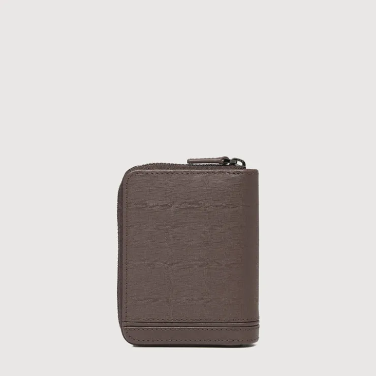 Braun Büffel Card Holders>VIKTOR CARD HOLDER WITH EXTERNAL COIN COMPARTMENT