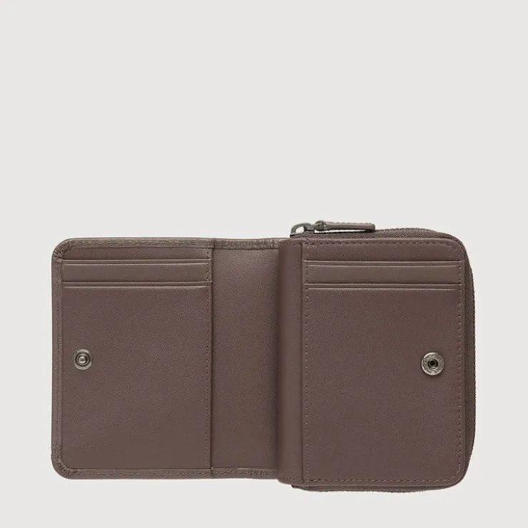 Braun Büffel Card Holders>VIKTOR CARD HOLDER WITH EXTERNAL COIN COMPARTMENT