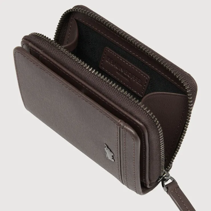 Braun Büffel Card Holders>VIKTOR CARD HOLDER WITH EXTERNAL COIN COMPARTMENT