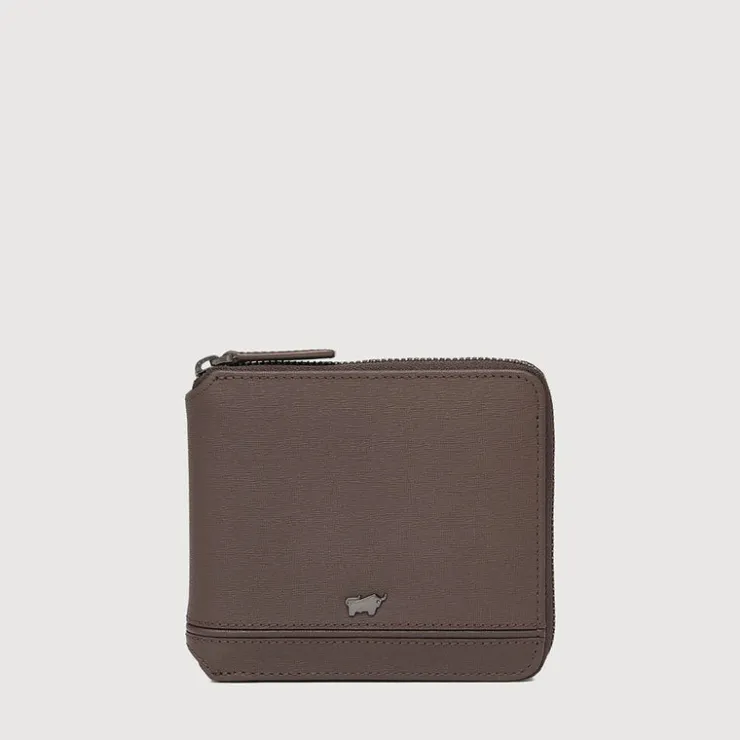 Braun Büffel Compact Wallets>VIKTOR ZIP CENTRE FLAP WALLET WITH COIN COMPARTMENT