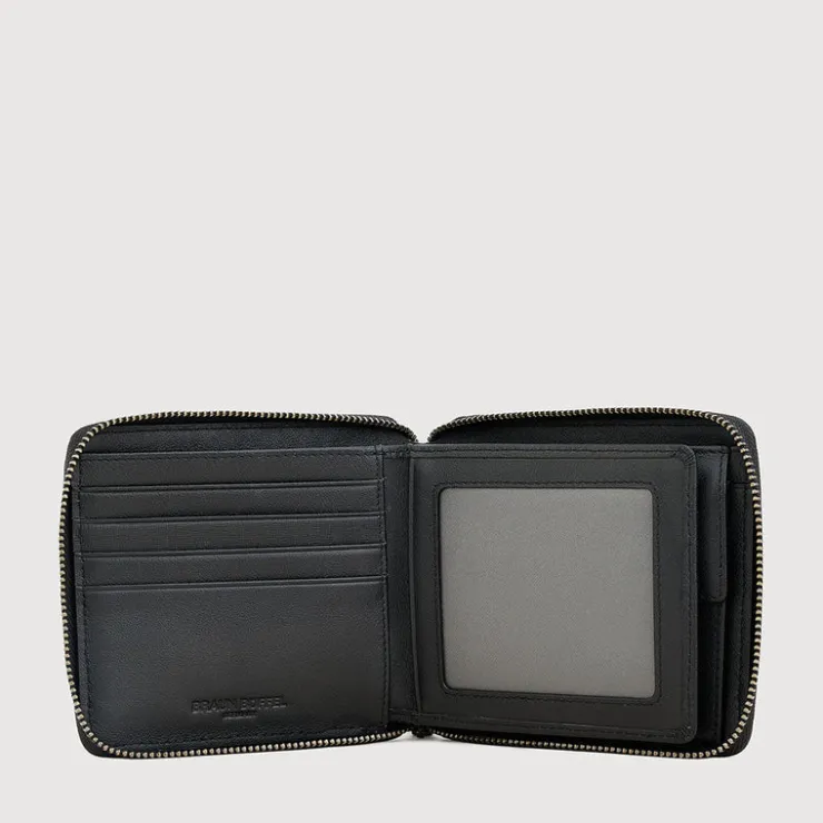 Braun Büffel Compact Wallets>VIKTOR ZIP CENTRE FLAP WALLET WITH COIN COMPARTMENT